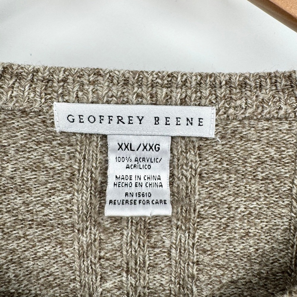 Geoffrey Beene Tan Lightweight Long Sleeve Cable Knit Sweater Men's XXL - Picture 10 of 11